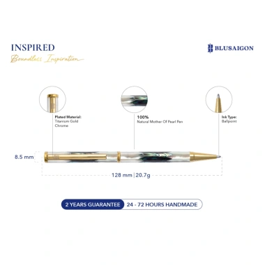 Bút ký khắc tên BLUSAIGON Ngọc trai đen Tahiti mạ titanium gold - Giá 1.699.000 VNĐ