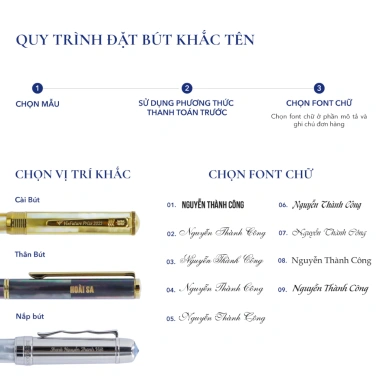 Bút ký khắc tên BLUSAIGON Ngọc trai đen Tahiti mạ titanium gold - Giá 1.699.000 VNĐ