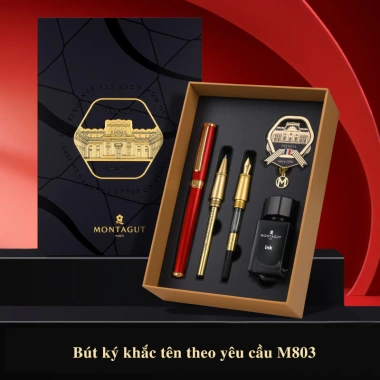 Bút ký Montagut 803 khắc tên - Quà tặng doanh nghiệp cao cấp, full box kèm lọ mực & ngòi thay thế 5
