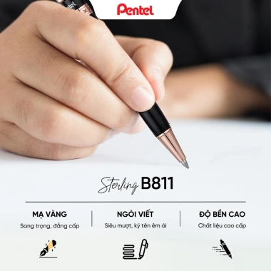 Bút ký Pentel B811 0.8mm nắp vặn mực xanh - Cao cấp, giá ưu đãi 418.750đ 7