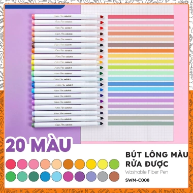 Bút lông Fiber SWM-C008 Pastel Colokit 20 - Thiên long, rửa được, viết bullet journal, giảm giá 74.800đ 5