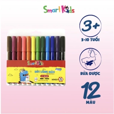 Bút Lông Màu Smartkids WM03 12 màu – Tươi sáng, cường độ cao, bền màu cho bé 4‑10 tuổi, giảm giá 38.200₫ 3
