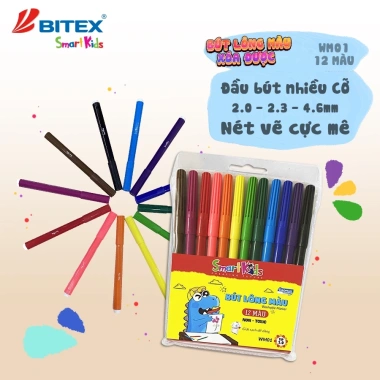 Bút lông Smartkids WM01 12 màu - Màu tươi sáng, cường độ cao, bền màu cho bé 4-10 tuổi, chỉ 21.800 VND 4