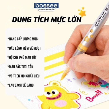 Bút Màu Acrylic Marker Bossee Đầu Lông Mềm - Hộp 24/36/48/60 Màu Tươi Sáng, Thích hợp Bullet Journal, Giá 85.000₫ 5