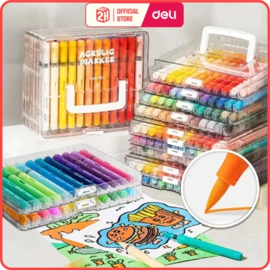 Bút Màu Acrylic Marker Roller Đầu Lông Mềm Deli 24/36/48/60 - Giá ưu đãi 295.000 Journal