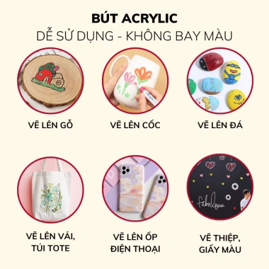 Bút Màu Acrylic Vẽ Đa Chất Liệu - Giá Ưu Đãi 39.000, Phù Hợp Đồ Chơi Mỹ Thuật 8