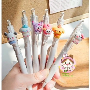 Bút Mực Gel Vỏ Trắng Cute, Mực Đen, Ngòi 0.5mm, Nhanh Khô - Giá 14.500