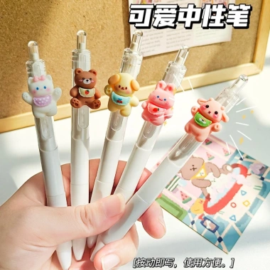 Bút Mực Gel Vỏ Trắng Cute, Mực Đen, Ngòi 0.5mm, Nhanh Khô - Giá 14.500