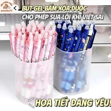 Bút mực xoá - Hộp 20 bút bi gel ngòi 0.5mm mực nước xanh đen, học sinh 92.000₫