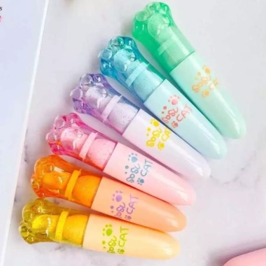 Bút nhớ dạ quang 6 cây hình bàn chân mèo, đánh dấu, kèm túi zip, 50.000₫ 3
