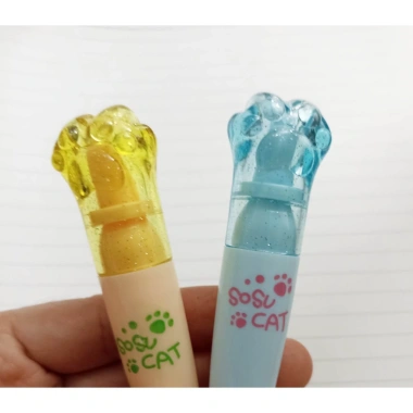 Bút nhớ dạ quang highlight vỉ 6 cây hình bàn chân mèo kèm túi zip - Giá 35.000đ