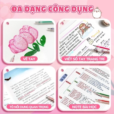Bút Nhũ Kim Tuyến Lấp Lánh 12 Màu - Highlight Sáng Tạo Cho Bullet Journal, Học Sinh, Văn Phòng - Giá 90.500₫ 6