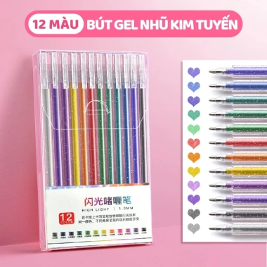 Bút Nhũ Kim Tuyến Lấp Lánh 12 Màu - Highlight Sáng Tạo Cho Bullet Journal, Học Sinh, Văn Phòng - Giá 90.500₫ 9