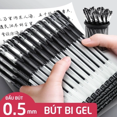 Bút Nước Mực Đen Ngòi 0.5mm - Bút Bi Gel, Thiết Kế Gọn, Mực Ra Đều Không Lem 18.000 2