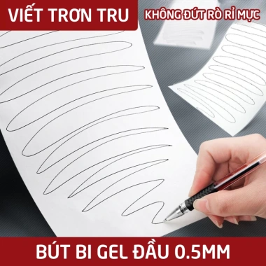 Bút Nước Mực Đen Ngòi 0.5mm - Bút Bi Gel, Thiết Kế Gọn, Mực Ra Đều Không Lem 18.000 4