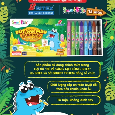Bút sáp siêu bám mịn Smartkids DINO CR20 12 màu sáng tạo trẻ mẫu giáo, chỉ 13.700₫ 3 Bút sáp siêu bám mịn Smartkids DINO CR20 12 màu sáng tạo trẻ mẫu giáo, chỉ 13.700₫ 3