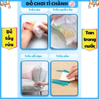 Bút Sáp Vặn 2in1 Tì Chành 12-48 Màu Sáp Dầu và Nước Dễ Rửa An Toàn Giá Ưu Đãi 55k 4