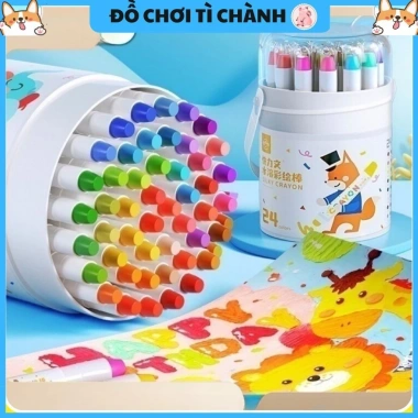 Bút Sáp Vặn 2in1 Tì Chành 12-48 Màu Sáp Dầu và Nước Dễ Rửa An Toàn Giá Ưu Đãi 55k 8