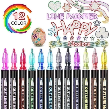 Bút Viền Kim Tuyến 8/12 Màu Double Line - Viền Lấp Lánh, Highlight DIY, Viết Thiệp, Bullet Journal - 41k 2