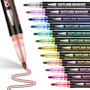 Bút Viền Kim Tuyến 8/12 Màu Double Line - Viền Lấp Lánh, Highlight DIY, Viết Thiệp, Bullet Journal - 41k 3