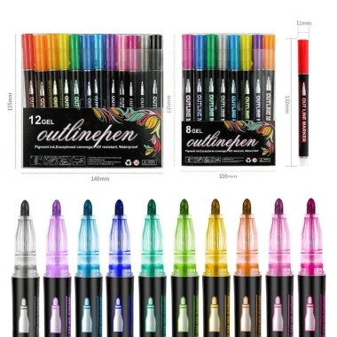 Bút Viền Kim Tuyến 8/12 Màu Double Line - Viền Lấp Lánh, Highlight DIY, Viết Thiệp, Bullet Journal - 41k 4