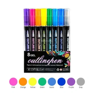 Bút Viền Kim Tuyến 8/12 Màu Double Line - Viền Lấp Lánh, Highlight DIY, Viết Thiệp, Bullet Journal - 41k 7