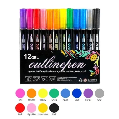 Bút Viền Kim Tuyến 8/12 Màu Double Line - Viền Lấp Lánh, Highlight DIY, Viết Thiệp, Bullet Journal - 41k 8