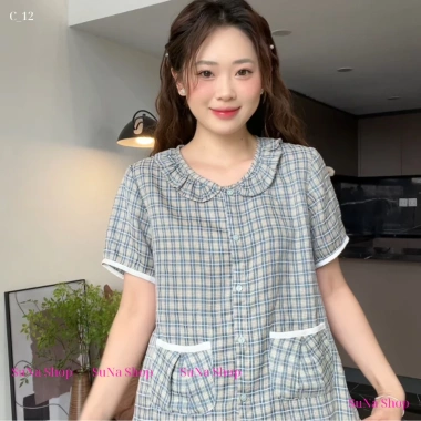 C12 Set Đồ Ngủ Nữ Pyjama Sunacollection Lửng Đùi Kẻ Mềm Mịn Thoáng Mát 239.000 VND 2