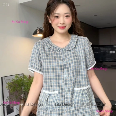 C12 Set Đồ Ngủ Nữ Pyjama Sunacollection Lửng Đùi Kẻ Mềm Mịn Thoáng Mát 239.000 VND 4