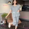 C12 Set Đồ Ngủ Nữ Pyjama Sunacollection Lửng Đùi Kẻ Mềm Mịn Thoáng Mát 239.000 VND 6