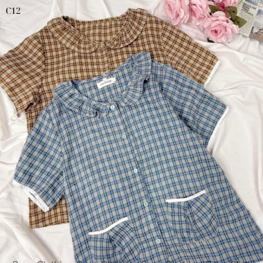 C12 Set Đồ Ngủ Nữ Pyjama Sunacollection Lửng Đùi Kẻ Mềm Mịn Thoáng Mát 239.000 VND 9