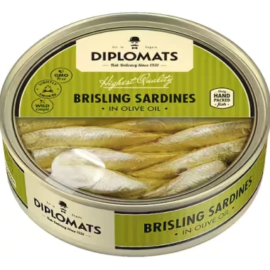 Cá mòi xông khói Diplomats Brisling & Unda 160g - Hương chanh, dầu ô liu, gia vị, giảm giá 201.000đ