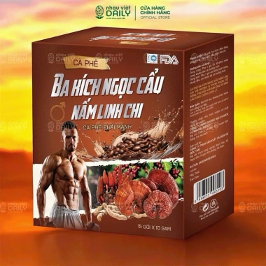 Cà Phê Ba Kích Ngọc Cẩu, Đông Trùng, Nấm Linh Chi 15x10g - Giá 50.000, Tốt cho Nam