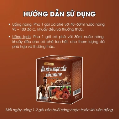 Cà Phê Bổ Than Tráng Dương Tăng Cường 15 Gói - Ba Kích, Ngọc Cẩu, Nấm Linh Chi 50k