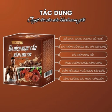 Cà Phê Bổ Than Tráng Dương Tăng Cường 15 Gói - Ba Kích, Ngọc Cẩu, Nấm Linh Chi 50k