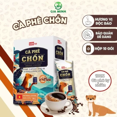 Cà Phê Chồn Hoà Tan Thơm Ngon, Sánh Mịn, Hương Vị Độc Đáo - Dễ Pha 10 Gói