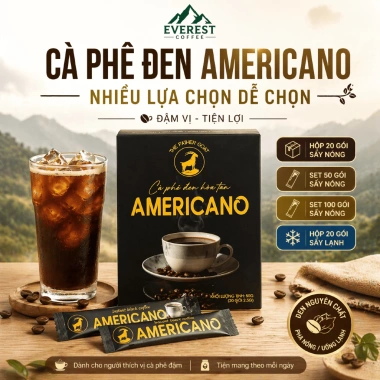 Cà Phê Đen Americano Hòa Tan Everest - Vị Đậm, Hương Thơm Tinh Tế, 75k