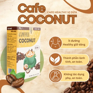 Cà Phê Dừa HEALTHY ít đường cho ăn kiêng - TANY CAFE, an toàn, 10 gói 12g, chỉ 45.285₫