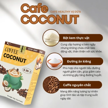 Cà Phê Dừa HEALTHY ít đường cho ăn kiêng - TANY CAFE, an toàn, 10 gói 12g, chỉ 45.285₫