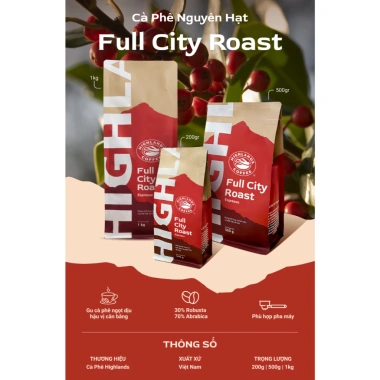 Cà Phê Hạt Full City Roast Highlands Coffee 1kg - Hương Đậm Đà, Giá Ưu Đãi 665.000₫ 2