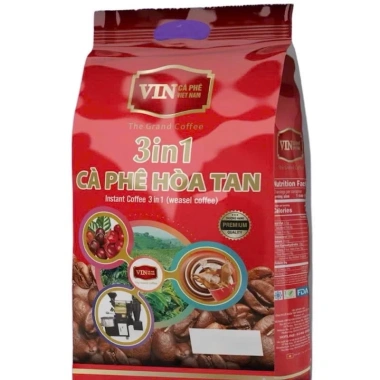 Cà Phê Hoà Tan 3in1 Vin - Bịch 50 Gói 16g, Hương Vị Đà, Giá Ưu Đãi 140.000₫