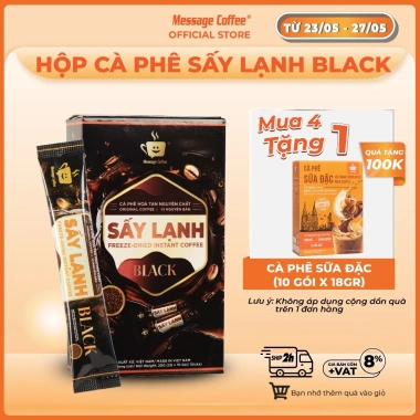 Cà Phê Hòa Tan Sấy Lạnh BLACK Message Coffee – Stick tiện lợi, tinh chất rang xay nguyên chất, chỉ 70.000đ