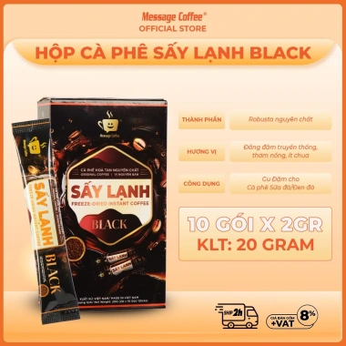 Cà Phê Hòa Tan Sấy Lạnh BLACK Message Coffee – Stick tiện lợi, tinh chất rang xay nguyên chất, chỉ 70.000đ