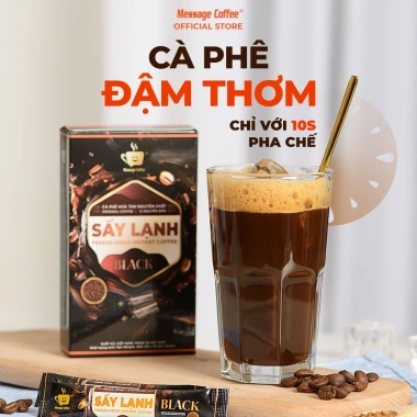 Cà Phê Hòa Tan Sấy Lạnh BLACK Message Coffee – Stick tiện lợi, tinh chất rang xay nguyên chất, chỉ 70.000đ
