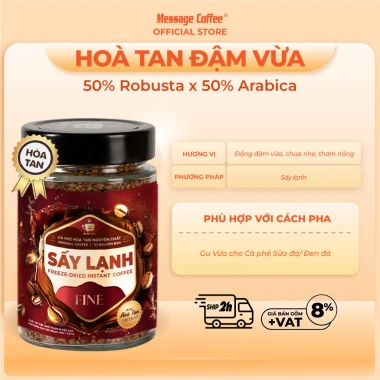 Cà Phê Hòa Tan Sấy Lạnh FINE Cao Cấp - Tinh chất rang xay nguyên chất, tiện lợi dùng liền từ Message Coffee, giảm còn 170.000 VND