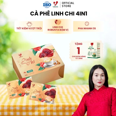 Cà phê Linh Chi 4in1 Robusta + Bột Nấm, Hộp 10 gói 20g, Giá giảm 140.000đ - Tăng sức đề kháng