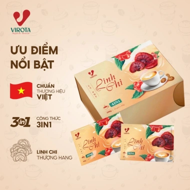 Cà phê Linh Chi 4in1 Robusta + Bột Nấm, Hộp 10 gói 20g, Giá giảm 140.000đ - Tăng sức đề kháng