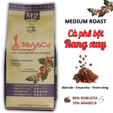 Cà phê Mayaca Blend M2 90% Robusta 10% Arabica – Rang xay, đậm đà, hậu ngọt – Giá 130.000₫