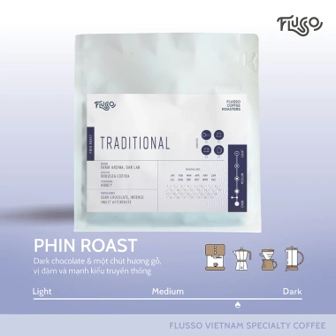 Cà Phê Pha Phin Robusta Flusso Hạt Rang Xay Nguyên Chất và Giá ưu đãi 95.000₫