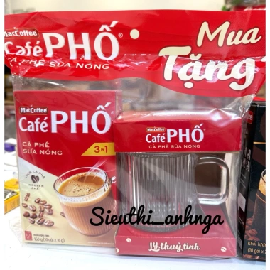 Cà Phê Phố Cà Phê Sữa Nóng và Đen Đá Hoà Tan 10 Gói - Vị Đậm, Thơm, Tiện Lợi, Giá Ưu Đãi 58,633₫